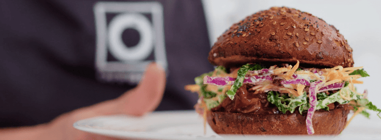 Pulled Mushroom Burger, Homemade BBQ Sauce, Mayo & Slaw